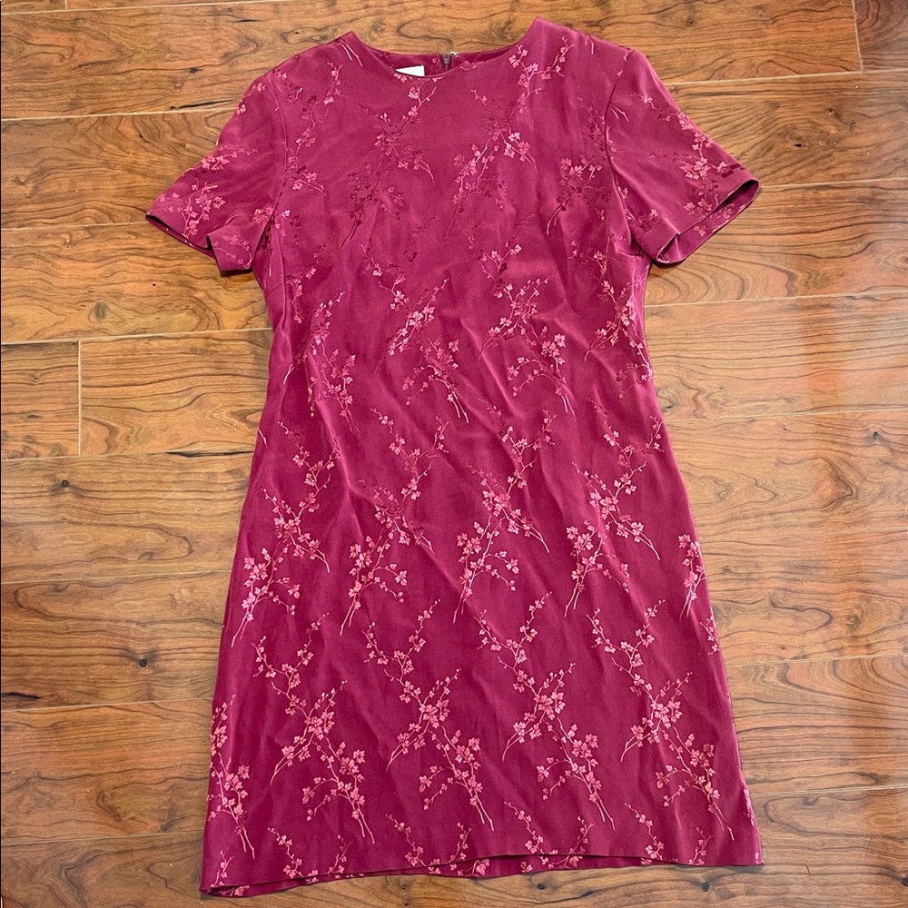 Talbots Vintage Red Floral Short Sleeve Midi Dress